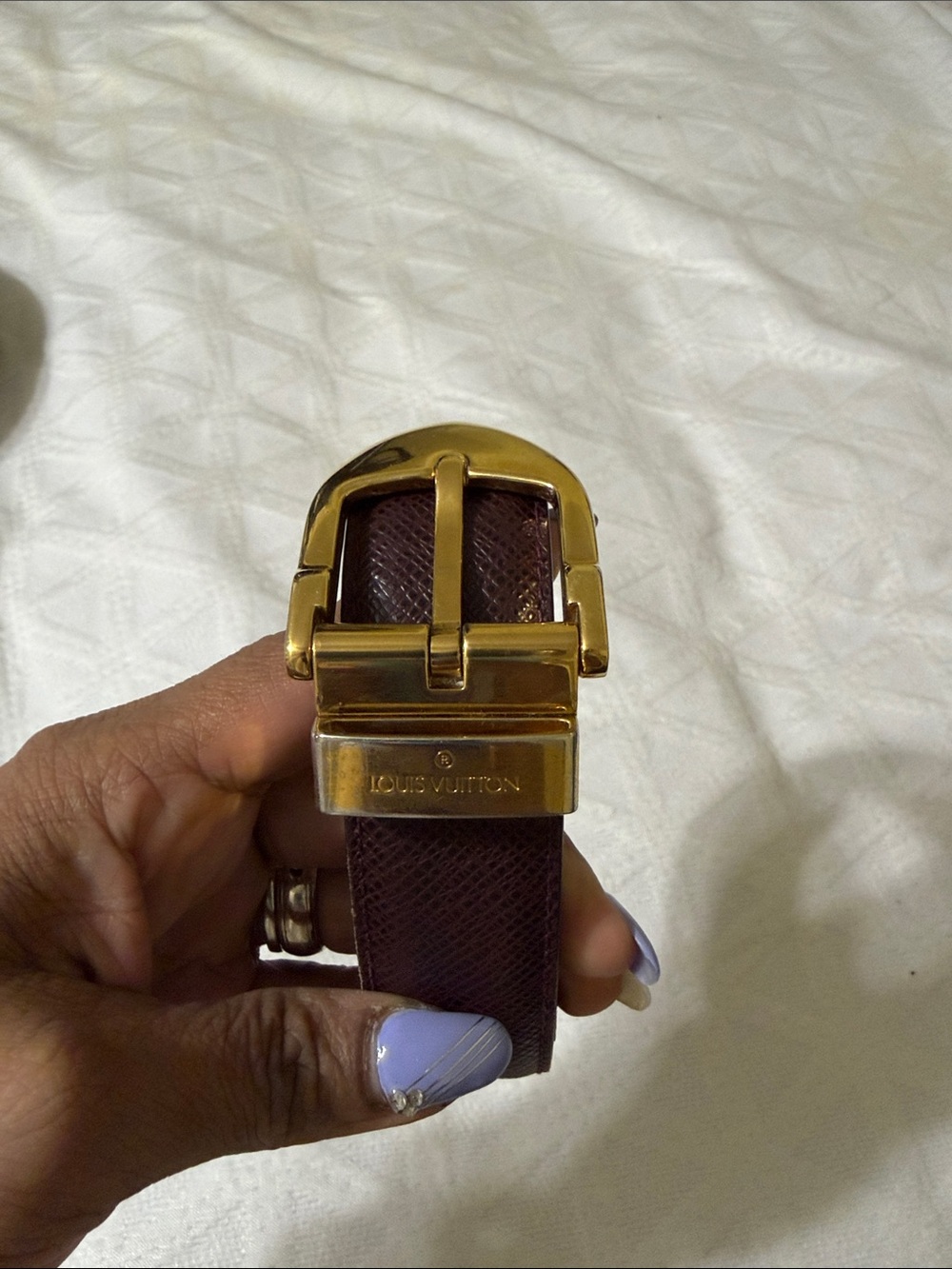 Louis Vuitton Brown and Gold Textured Leather Belt ( final sale)